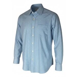 Peter Millar Crown Finish Mens Medium Gingham Button Down Shirt Blue Cotton